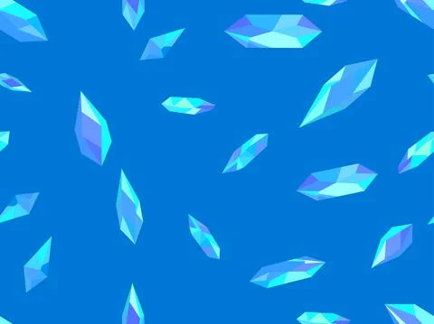 Crystals seamless pattern. Gems isolated on blue background. Raw minerals Stock Illustration