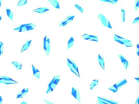 Crystals seamless pattern. Gems isolated on white background. Raw minerals. Stock Illustration