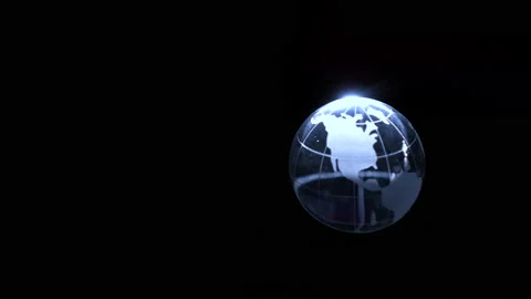 Crytal globe world map floating in the dark with copy space focus on America  Stock Footage 154467965