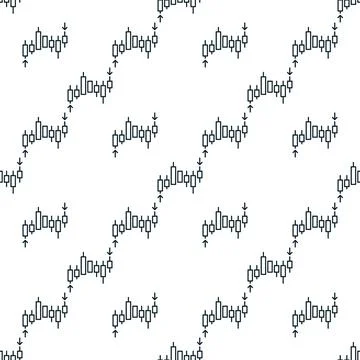 Cryto Price Chart vector Trading and Investment linear seamless pattern Illustrazione stock