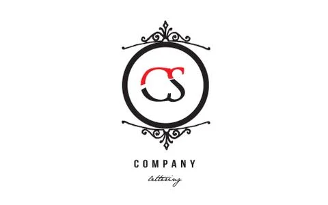 CS C S red white black decorative monogram alphabet letter logo combination i Stock-Illustration
