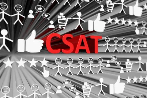 CSAT concept blurred background 3d render illustration Stock Illustration