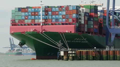CSCL ATLANTIC OCEAN Box Ship, "Port Of Felixstowe" "River Orwell " Suffolk Stock Footage 62760491