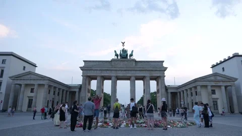 CSD Attack Memorial Sign and Floral Tribute at Brandenburg Gate - July 30, 2026 Stock Footage 340924043