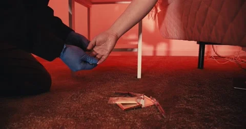 CSI Crime Scene Unit Examines Dead Body Of Female Drug Overdose Victim Stock Footage 136132305