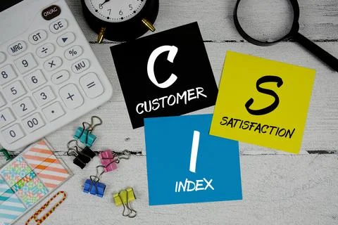 CSI Customer Satisfaction Index text phrase of business and financial concept Stock Photos