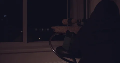 CSI Hired assassin getting ready for a shot, killer. Stock Footage 118646929