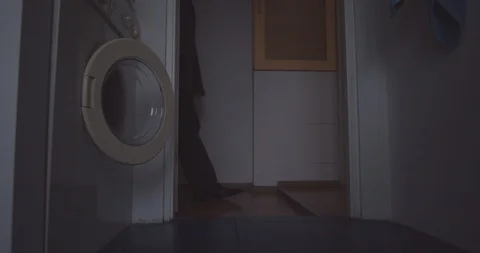 CSI. A man walks through the corridor, killer, assasin. Stock Footage 118546679