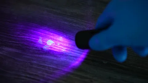 CSI Using UV Light To Detect Hidden Bloo... | Stock Video | Pond5