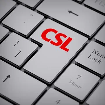 CSL logo notebook keycap 3d illustration stock market editorial Stock Photos