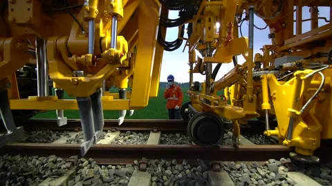 CSM train mechanic repairs the track v1 Stock Footage 264512177