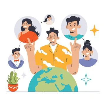 CSR concept. Diverse team collaborates around a globe, spotlighting 库存插图