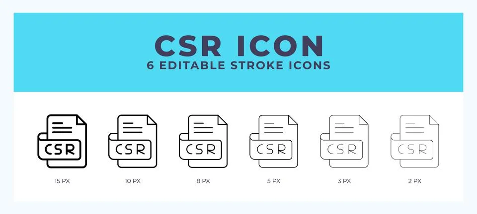 Csr file icon in thin line. Bold line. Regular line. Editable stroke. Stock Illustration