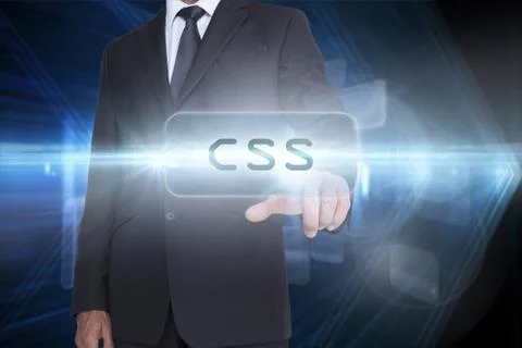 Css against shiny arrow lines on black background Stock-Illustration