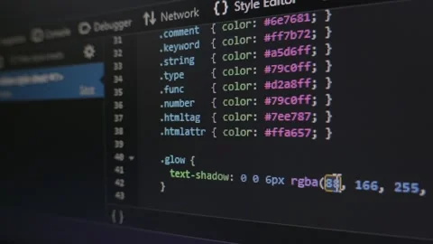 CSS Code Editing in Web Browser Style Editor Stock Footage 334877152