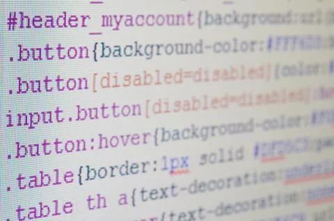 CSS code on monitor Stock Photos