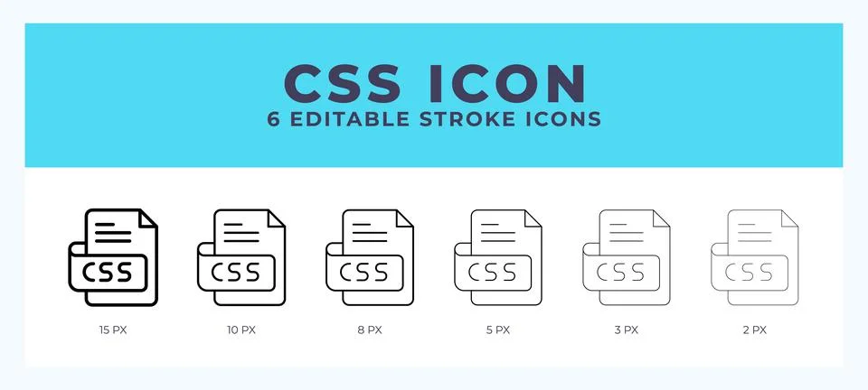Css file editable line icon. Vector illustration with different stroke. Illustrazione stock