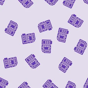 Css file format document glyph seamless pattern Illustrazione stock