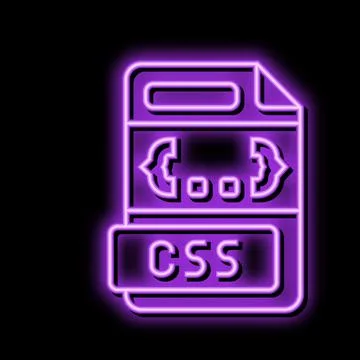 Css file format document neon glow icon illustration Stock Illustration