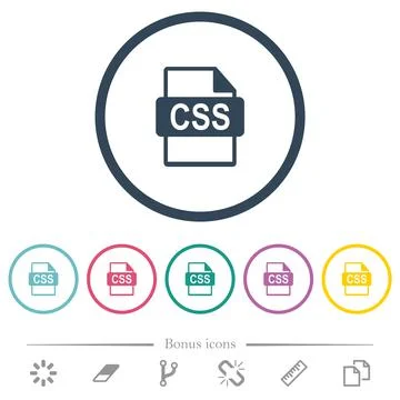 CSS file format flat color icons in round outlines Stock Illustration