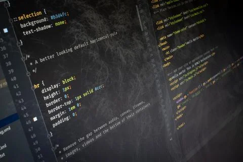 CSS Hello World code on screen Stock Photos