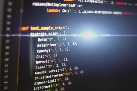 CSS, JavaScript and HTML usage. Monitor closeup of function source code. Abst Stock Photos