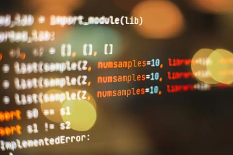 CSS, JavaScript and HTML usage. Monitor closeup of function source code. Abst Stock Photos