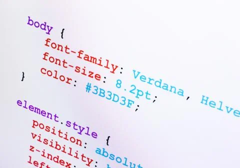 Css source code closeup diagonal view Stock Illustration