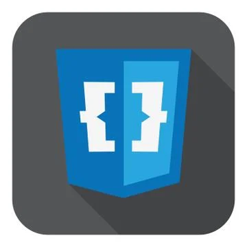 Css web development shield sign - css3 curve brackets isolated icons on white Stock Illustration