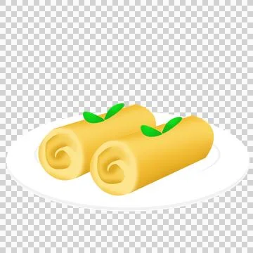 Cst lumpia spring roll on white plate and selery Stock Illustration