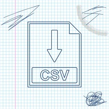 CSV file document icon. Download CSV button line sketch icon isolated on white Stock Illustration