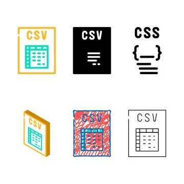 Csv file format document color icon vector clean 스톡 일러스트