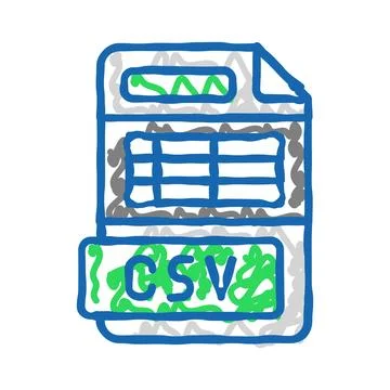 Csv file format document icon doodle illustration Stock Illustration