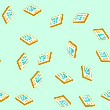 Csv file format document isometric icon seamless pattern Illustrazione stock