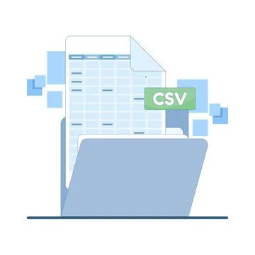 CSV file storage and document management concept with office organization Stockillustratie
