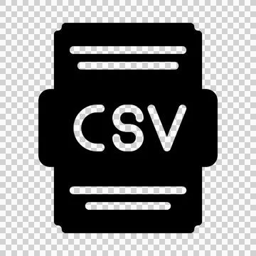 Csv icon file solid style. File type, extension, format Spreadsheet icons. Stock Illustration