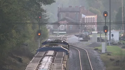 CSX TRAIN PASSES ANOTHER Video stock 11145200