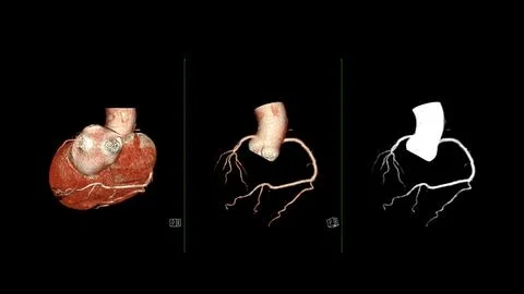 CT Cardiac 3D rendering  or CTA coronary artery for prevention coronary art.. Stock Illustration