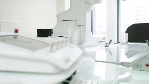 CT (Computed tomography) scanner in hospital laboratory Stock Footage 89567566