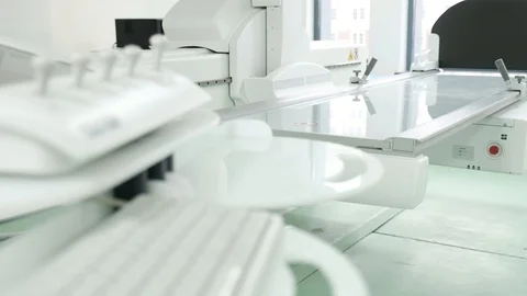 CT (Computed tomography) scanner in hospital laboratory Stock Footage 89567569