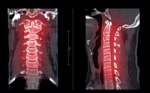 CT SCAN of Cervical Spine ( C-spine ). Illustrazione stock