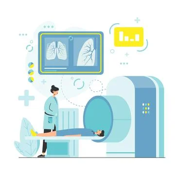 CT scan of chest, vector illustration. X-ray computed tomography test of patient Stock Illustration