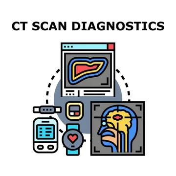 Ct scan diagnostics analyzing medical data and patient health イラスト素材