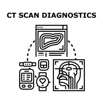 Ct scan diagnostics analyzing medical data and patient health 스톡 일러스트