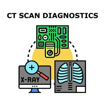 Ct scan diagnostics process with medical imaging technology 库存插图