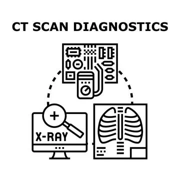Ct scan diagnostics process with medical imaging technology 스톡 일러스트