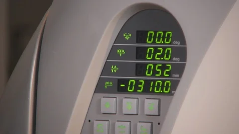 CT scan or computed tomography scanner gantry control panel A Video stock 115503475