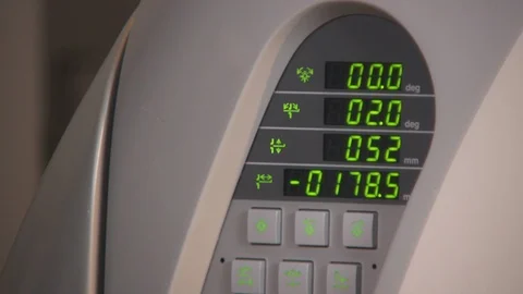 CT scan or computed tomography scanner gantry control panel B Video stock 115503483