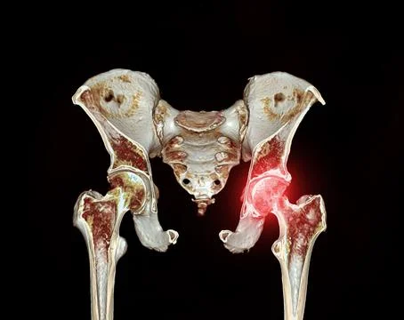 CT scan of Pelvic bone and hip joint 3D rendering for diagnosis fracture of P Stock Illustration