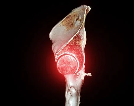 CT scan of Pelvic bone and hip joint 3D rendering for diagnosis fracture of P Stock Illustration